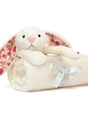 Jellycat Blossom Cream Bunny 'Berry' Blankie